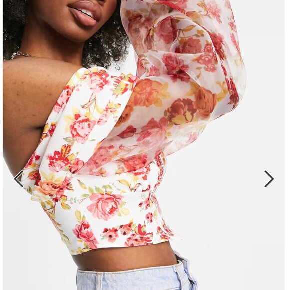 ASOS LUXE Off-the-Shoulder Floral Corset Blouse – US 6 - Picture 5 of 7